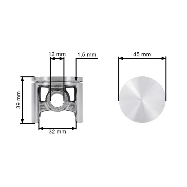 Kompletter Zylinder mit Kolben für Kettensägen Husqvarna 254 45 mm (OEM 503503903)