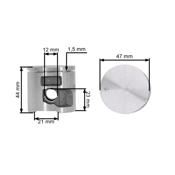 Kompletter Zylinder mit Kolben für Kettensägen Husqvarna 455 455E 455 Rancher Jonsered CS2255 47 mm (OEM 537320402)