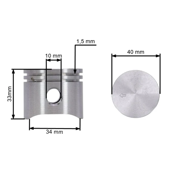 Kompletter Zylinder mit Kolben für Kettensägen OLEO-MAC Oleomac 941 GS410 Efco 141SP 141 SP 40 mm (OEM 50172021)