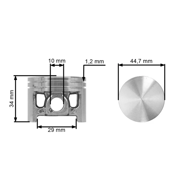 Kompletter Zylinder mit Kolben für Kettensägen Stihl 026 MS260 44,7 mm (OEM 11210201217)