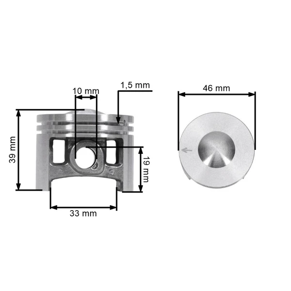 Kompletter Zylinder mit Kolben für Kettensägen Stihl 028 028AV 028 SUPER 46 mm (OEM 11180201203)