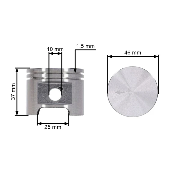 Kompletter Zylinder mit Kolben für Kettensägen Stihl 029 MS290 46 mm (OEM 11270201210)