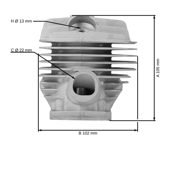 Kompletter Zylinder mit Kolben für Kettensägen Stihl 046 MS460 52 mm (OEM 11280201221)