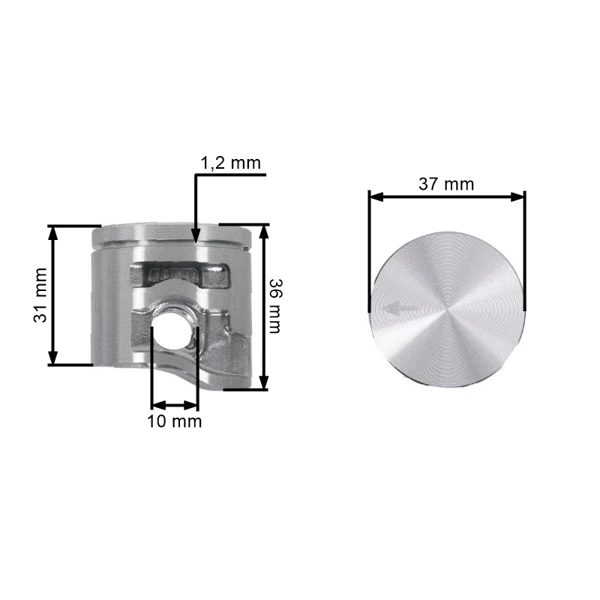 Kompletter Zylinder mit Kolben für Kettensägen Stihl MS170 2-MIX 37 mm (OEM 11300201212)