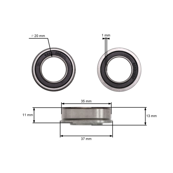 Kugellager 20 mm x 35 mm x 12,8 mm Castel Garden Stiga Alpina Honda (OEM 1136-0157-01 125122200/2 80190-Y09-003 80264-VK1-003 125122200/2 25122200/2) 20 mm x 35 mm x 12,8 mm