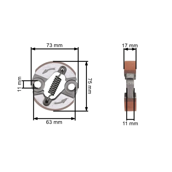 Kupplung für Oleomac 730T 735T 740T 746 750 753 755 Sparta 37 42 44 370T 380T 440T Efco 8400 8420 8460 8510 8530 8550 Freischneider roter Belag (OEM 4191153AR)