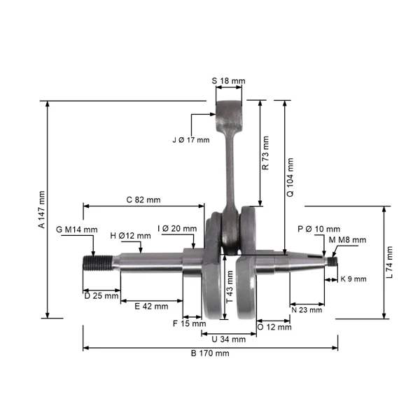 Kurbelwelle für Stihl 050 051 075 076 TS510 TS760 Kettensägen und Stichsägen (OEM 11110300402)