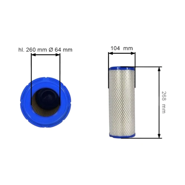 Luftfilter 268 mm x 104 mm x 64 mm für Zongshen GB1000 Motoren (OEM 100078365)