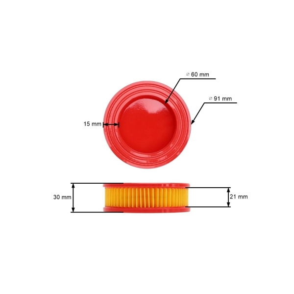 Luftfilter 91 mm x 59 mm x 30 mm für MTD 5T65 RH RHA Motoren (OEM 751-14628)