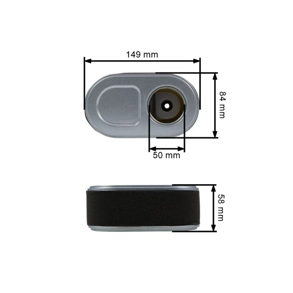 Luftfilter für Zongshen XP420 Motoren 149 mm x 84 mm x 58 mm (OEM 100060771 737-05122)