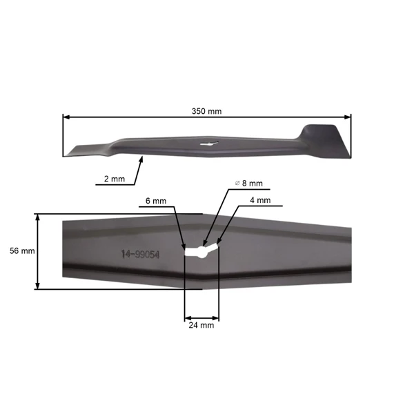 Mähmesser 35 cm (14") für Elektromäher Einhell Castorama Grizzly (OEM 603715 GM80BX.A0.02)