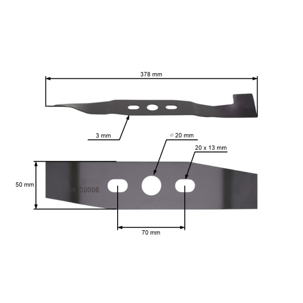 Mähmesser 37,8 cm (15") mit Aufnahme für Elektromäher AL-KO Alko Classic 38E Classic 3.8E BEM 1301 COMFORT 40E (OEM 105411SB 117721 343685 513631)