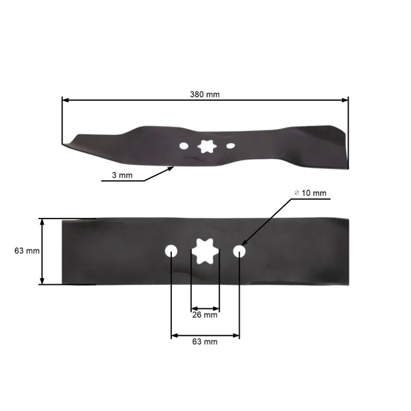 Mähmesser 38 cm (15") für Gartentraktoren MTD Yardman White Gutbrod Bolens (OEM 742-0612 742-0612A 753-0847 (SET) 942-0612)