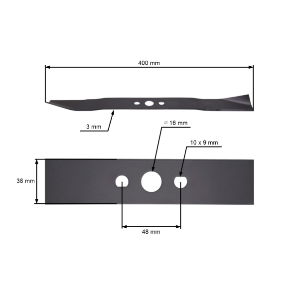 Mähmesser 40 cm (16") für Rasenmäher Hortmasz Smoke Hortus Leroy Merlin Victus (OEM 26300100401)
