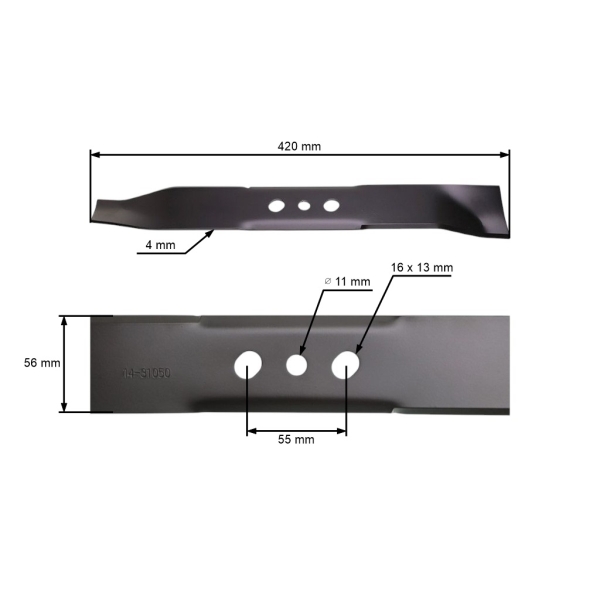 Mähmesser 42 cm (16,5") für NAC LP42-123L-JR LS42-123L-JR LS42-127R-JR (OEM LP42-123L-JR)