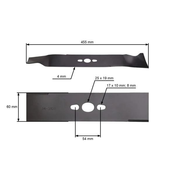 Mähmesser 45,5 cm (18") für NAC Ryobi Rasenmäher (OEM 2014/70130350 5131027797 S461VH-6-02 5131033997)
