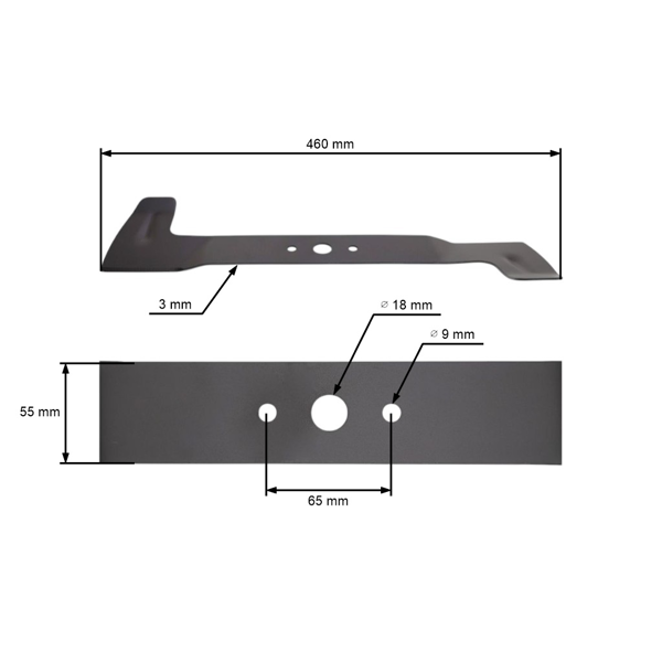 Mähmesser 46 cm (18") rechts für Castelgarden Gartentraktoren (OEM SB82004345/0 1136-0459-01)