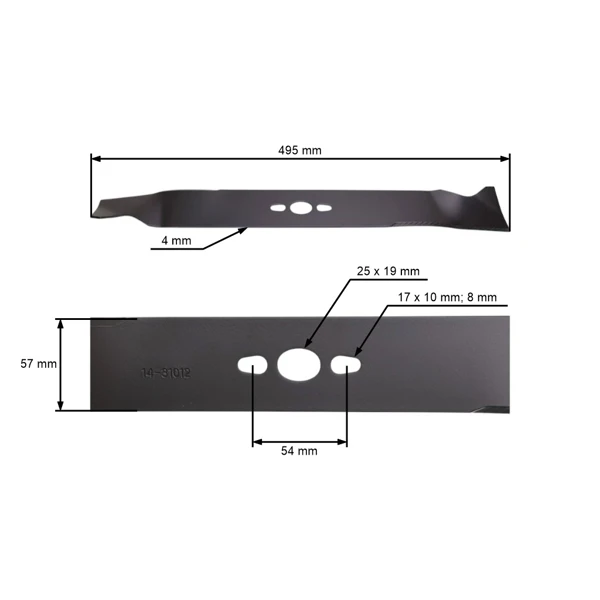 Mähmesser 49,5 cm (18") für NAC Ryobi Rasenmäher (OEM S551H-6-02 70130360S S511H-6-02-CZ)