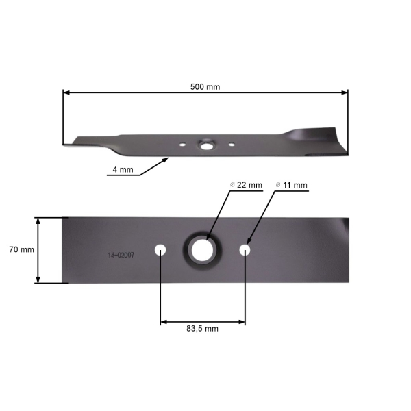 Mähmesser 50 cm (20") für Honda HT3810 K1 HT3813 SA Gartentraktoren (OEM 72512750305 72512-750-305)