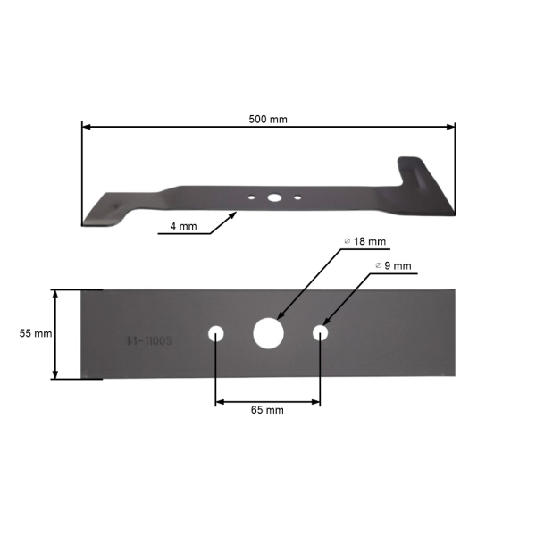 Mähmesser 50 cm (20") mit Aufsatz für Rasenmäher Castelgarden (OEM 1111-9194-01 181004398/0 81004398/0)