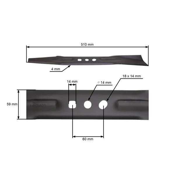 Mähmesser 51 cm (20") für Rasenmäher NAC Krysiak Vega Ursus Hyundai