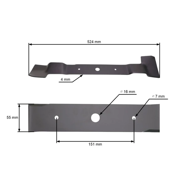 Mähmesser 52,4 cm (21") links für AL-KO Alko Dolmar Gartentraktoren (OEM 514841 521208 663.521.207)