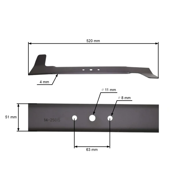 Mähmesser 52 cm (20") Rechts für Gartentraktoren MTD Cub Cadet Brill EDT Fleurelle Golf Gutbrod Lawnflite Mastercut Yardman (OEM 742-0608 742-0608C 742-0608B 942-0608)