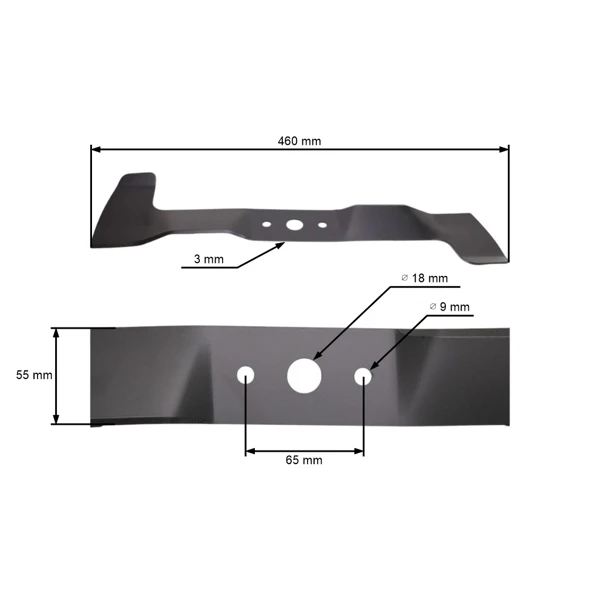 Messer 46 cm (18") Rechts für Gartentraktoren Castel Garden Gardena Honda John Deere Solo Stiga Viking Oleo-Mac Efco Alpina (OEM SB82004345 / 0 1136-0459-01)