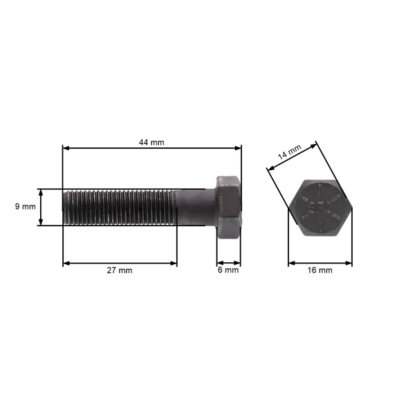 Messerschraube Feingewinde UNF 3/8" x 2" für Rasenmäher und Gartentraktoren