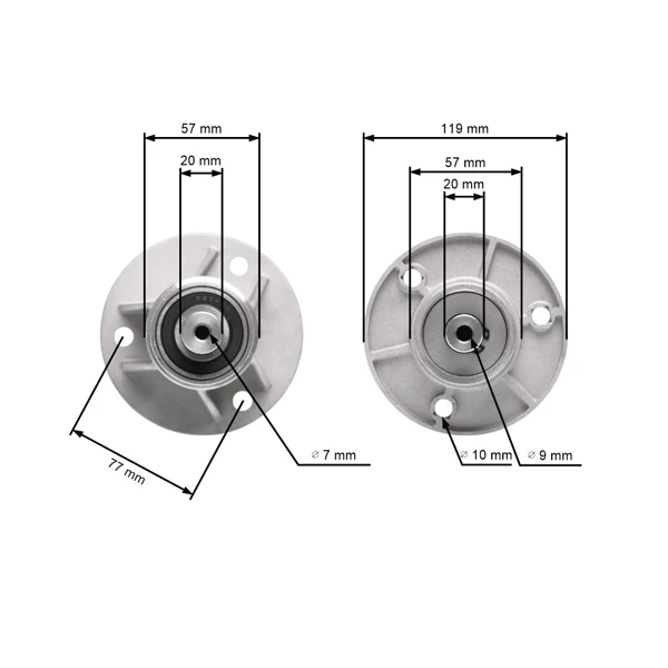 Messerspindel für Gartentraktoren Castel Garden Honda Oleomac Karsit Solo Stiga Viking (OEM 82207201/0 6151 700 3505 CG82207-201-H2 1136-0480-01)