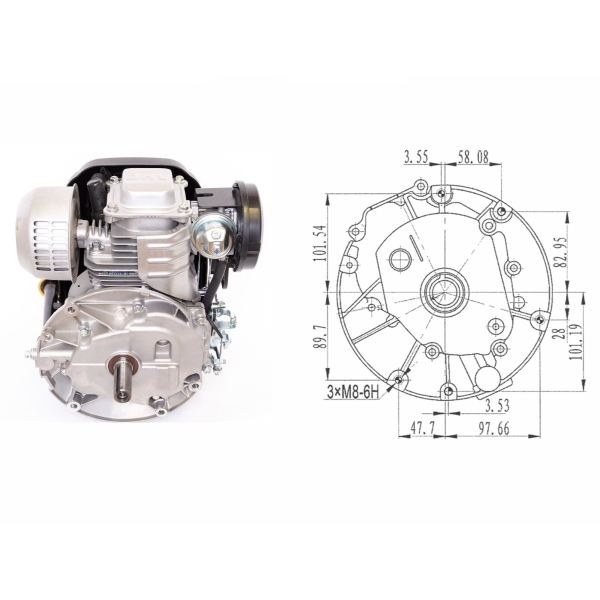 Motor Zongshen XP140A Leistung 4,5 PS Hubraum 141 ccm vertikale Welle