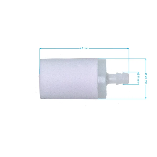 Universal Kraftstofffilter für Kettensägen und Freischneider Typ Porex mit Abgang am Schlauch 6 mm