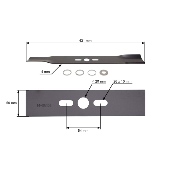 Universal-Mähmesser für Rasenmäher 43,1 cm (17")