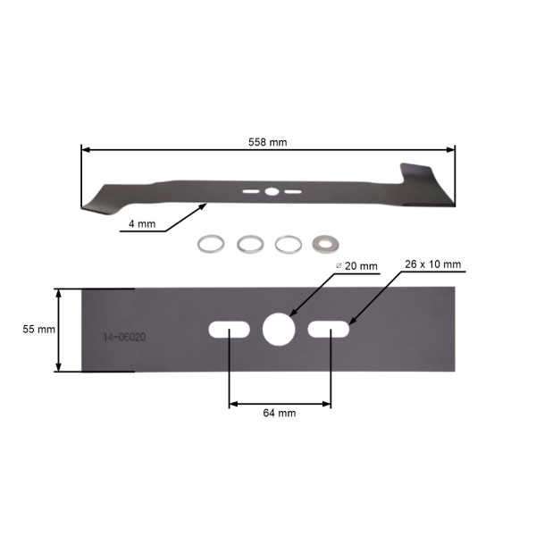 Universal-Mähmesser mit Auffang für Rasenmäher 55,8 cm (22")