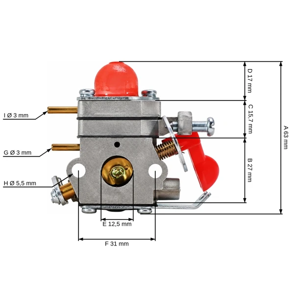 Vergaser für Freischneider Husqvarna PP125 McCulloch 2500CXL MAC MT255 CLS GT Partner SST250 Flymo XLT2000 Poulan P4500 (OEM 530071811)